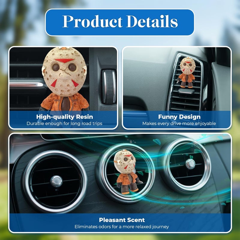 GENANY 3D Resin Horror Movie Killer Character Car Air Freshener Vent Clips, Spooky Car Freshener, Horror Air Freshener, Gothic Gifts for Women and Men, Cool Spring Gifts For Horror Fans - Image 4