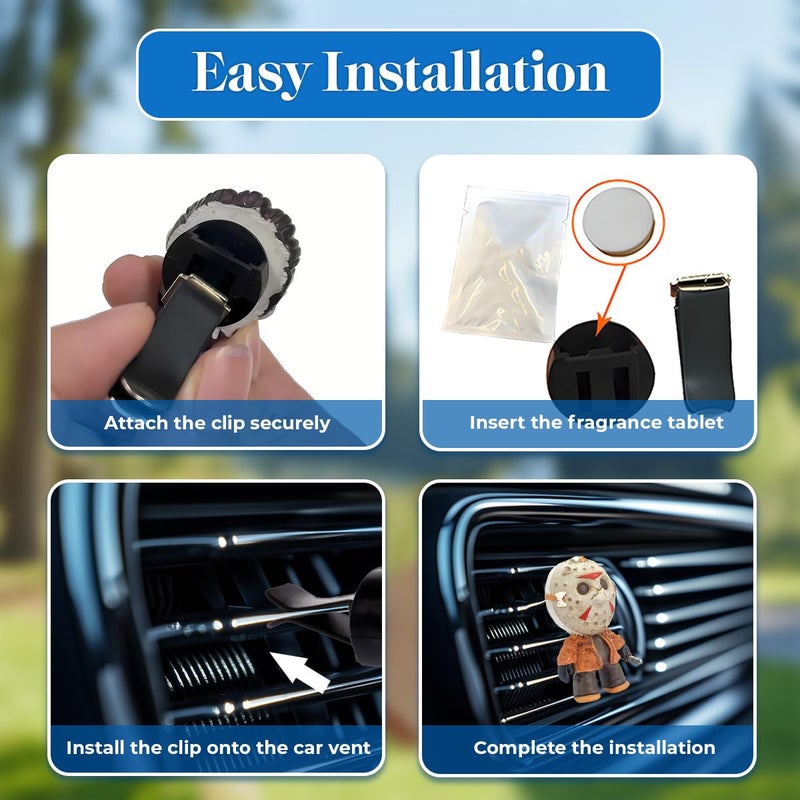 GENANY 3D Resin Horror Movie Killer Character Car Air Freshener Vent Clips, Spooky Car Freshener, Horror Air Freshener, Gothic Gifts for Women and Men, Cool Spring Gifts For Horror Fans - Image 5