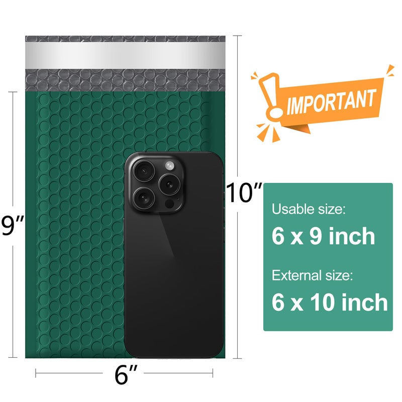 Famagic Bubble Mailers 6x10 Inch 25pc Ultramarine Green Shipping Bags, Chic Packaging Bags For Small Business, Colored Padded Mailing Envelopes, Opaque Matte Self Seal Bubble Poly Mailers Bulk #0 - Image 2