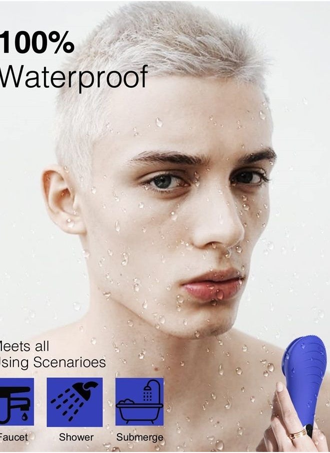 NågraCoola - CLIE Sonic Face Scrub Brush, Waterproof and Rechargeable for Men & Women, Cleansing and Exfoliating, Electric Face Cleanser Brush - Blue - Image 1