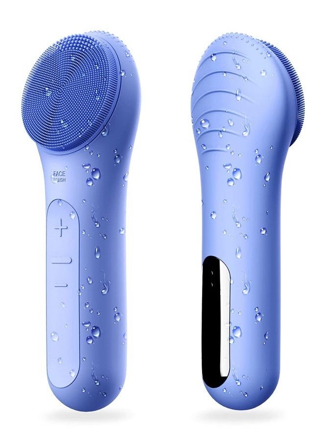 NågraCoola - CLIE Sonic Face Scrub Brush, Waterproof and Rechargeable for Men & Women, Cleansing and Exfoliating, Electric Face Cleanser Brush - Blue - Image 1