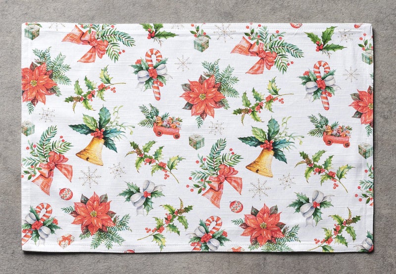 ميزون دي هيرمين Maison D 'Hermine Cloth placemat 100 ٪ Cotton Decorative Table Table Table Caning Home Buffet Buffet Chromo - عيد الشكر/عيد الميلاد (مجموعة من 4) - Image 2