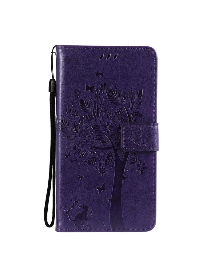 Zaboon Case For iPhone 13 Pro Max Tree & Cat Pattern Pressed Printing Horizontal Flip PU Leather Case with Holder & Card Slots & Wallet & Lanyard - Image 2