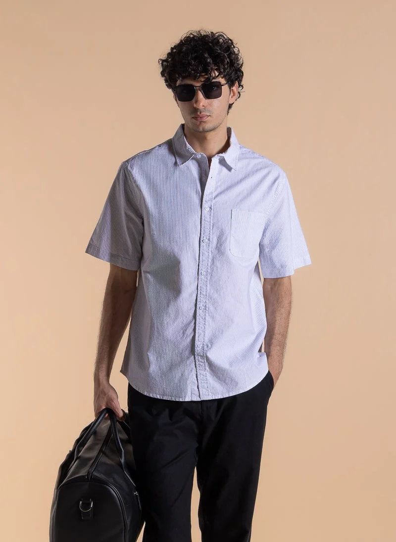 SHAPES STRIPED SLIM COTTON SHIRT