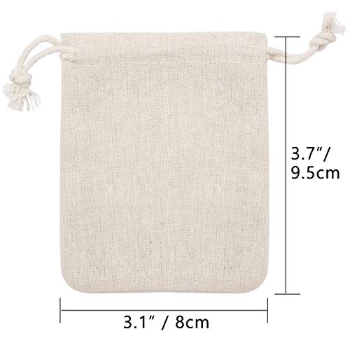 Hapdoo 24 Pack Cotton Muslin Bags with Drawstring Gift Bags Jewelry Pouches Sacks for Wedding Party and DIY Craft, 3 x 4 Inches, Presents, Festivals… - Image 2