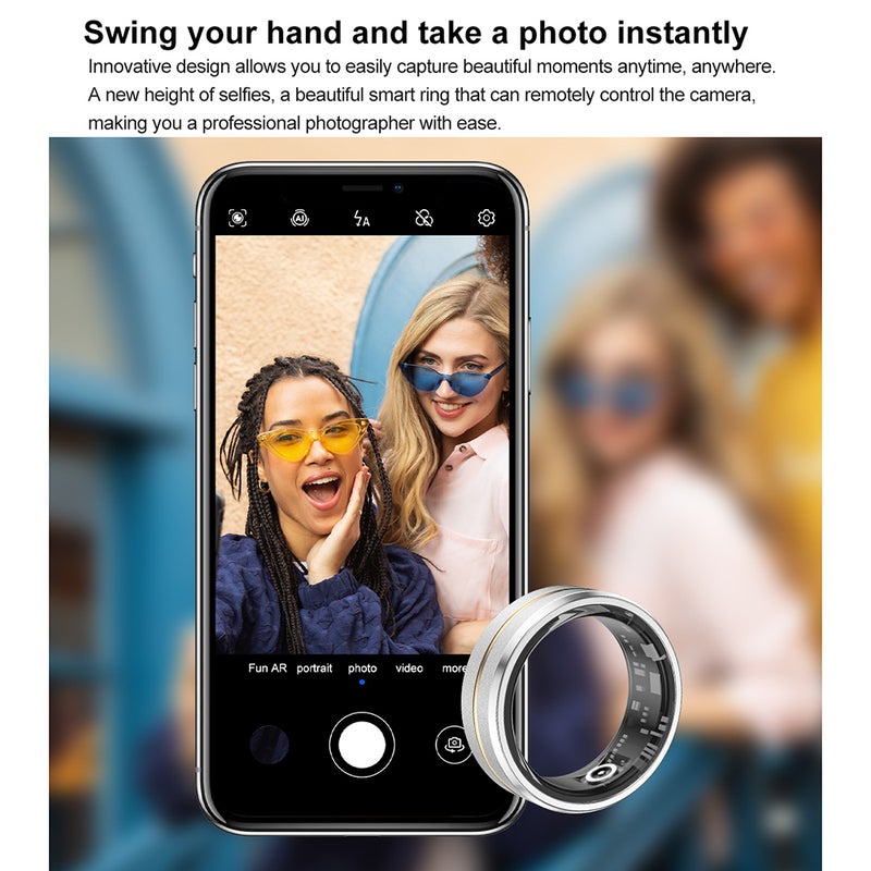 Smart Ring 10# 19.8mm Light And Comfortable Health Monitor - All-Day Health Monitoring Fitness Tracker for Android iOS Compatible Users, Gray & Gold - Image 5