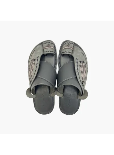 Al Waha Men's Textured Slip-On Arabic Sandals with Toe Loop Detail