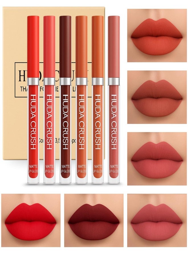 HUDACRUSH Nude Lipstick Combo Set - Pack of 6 Lipstick for Dusky Skin Tone & Fair Tone, Imported, Long Lasting, Liquid Lipstick Waterproof Includes Brown, Red, Dark Brown, NudeShade Lip Sticks - Image 2