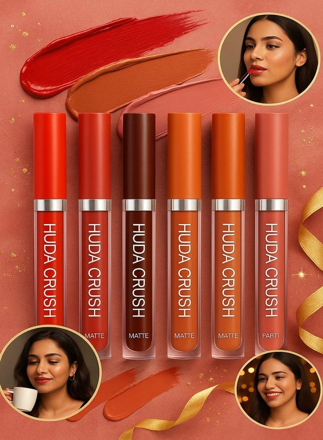 HUDACRUSH Nude Lipstick Combo Set - Pack of 6 Lipstick for Dusky Skin Tone & Fair Tone, Imported, Long Lasting, Liquid Lipstick Waterproof Includes Brown, Red, Dark Brown, NudeShade Lip Sticks - Image 5