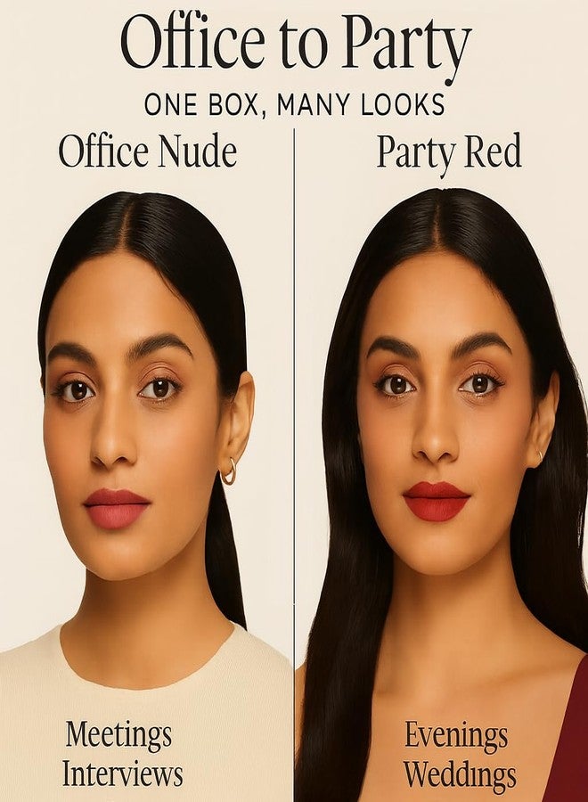 HUDACRUSH Nude Lipstick Combo Set - Pack of 6 Lipstick for Dusky Skin Tone & Fair Tone, Imported, Long Lasting, Liquid Lipstick Waterproof Includes Brown, Red, Dark Brown, NudeShade Lip Sticks - Image 4