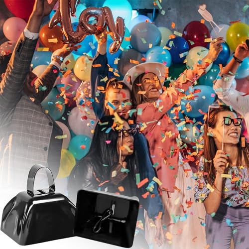 Ouffun Metal Cow Bell Noise Maker 3 Inch Pack of 4 Small Loud Metal Cowbell Noisemaker with Handle Great for Football Games Sporting Events Weddings New Years Eve Birthday Parties - Image 5