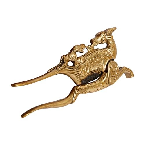ARTVARKO Brass Deer Ethnic Designs Nut Supari Betel Cutter/Sudi/Sarota Cracker Akhrot/Walnut Sudi & Adkitta 5 Inch - Image 1