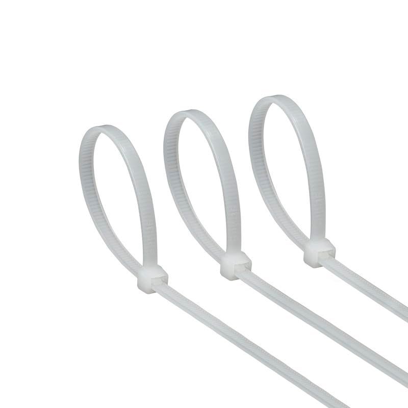 DM TAPES Nylon Self Locking Cable Ties, White (300mm 4.8 mm, 12 inch, Pack of 100) - Heavy Duty Strong Zip Wire Fastener Organizer Tie - Image 2