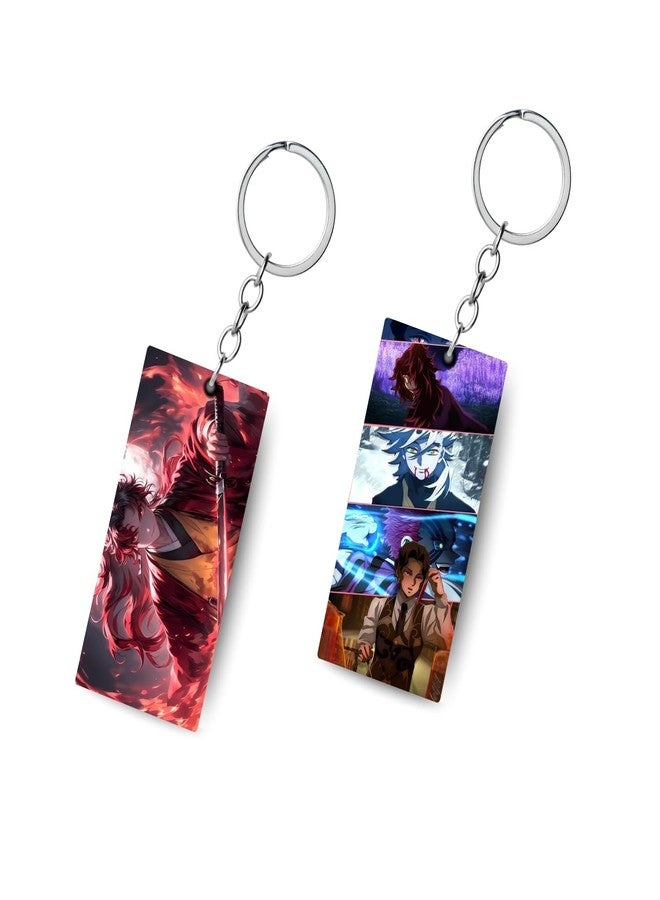 ADRAIL STORE Premium (Pack Of 2) Demon Slayer Anime Printed Keychain For Bike, Scooty, Car, Acrylic Keyholder (Demon-2) - Image 1