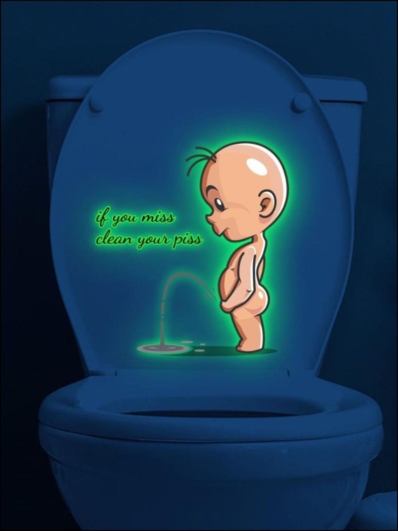 Glow in the Dark Toilet Lid Decal with Kids Pattern - Image 2