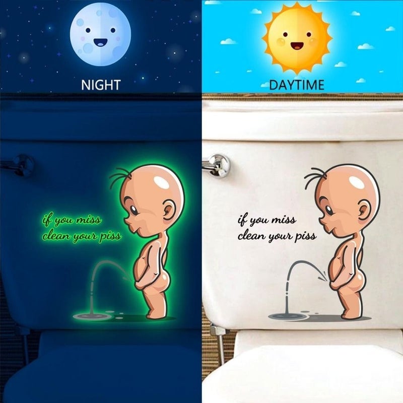 Glow in the Dark Toilet Lid Decal with Kids Pattern - Image 3