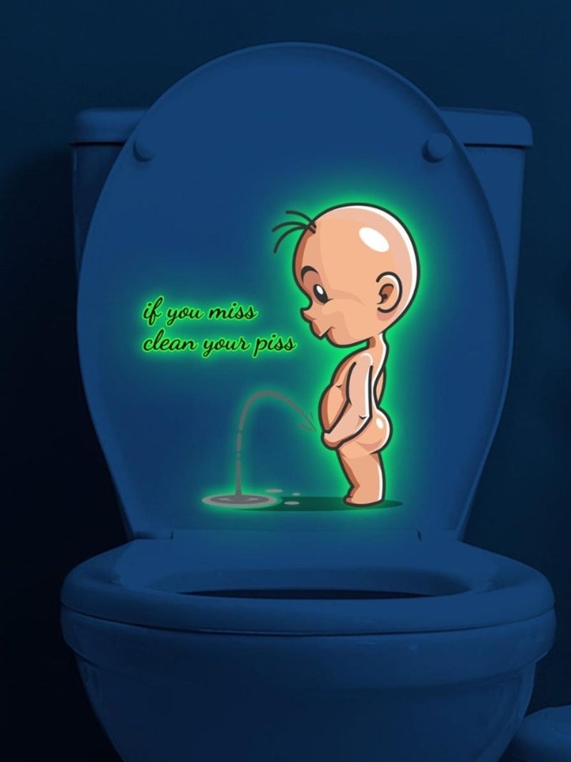 Glow in the Dark Toilet Lid Decal with Kids Pattern - Image 4