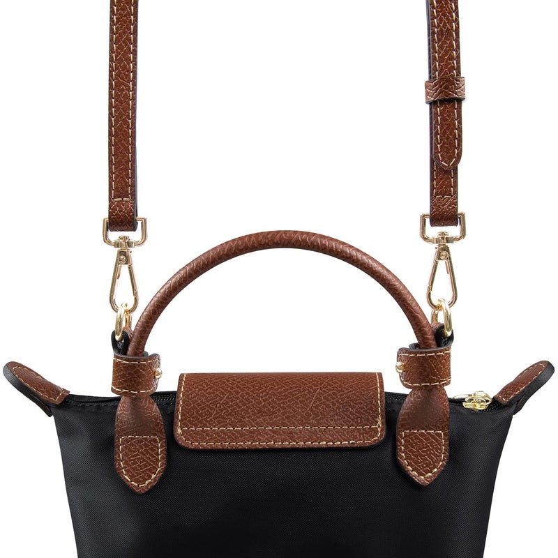 SOPROM Crossbody Strap for Longchamp Mini Bag, Strap Kit for Long Champ Le Pliage(Width:11mm,Color:Brown&Gold) - Image 2