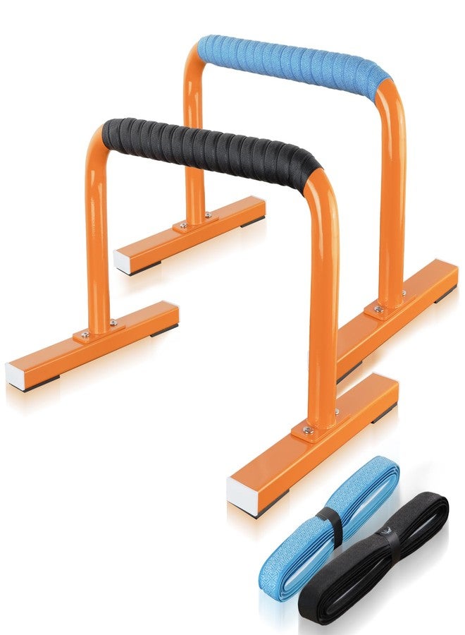 Purife 1 Pair Steel Home Parallettes Push Up Bars for Men & Women Orange, Strength Training Equipment Workouts Push-up Handles for Fitness, Gymnastics, Calisthenics, Calistenia - Image 1