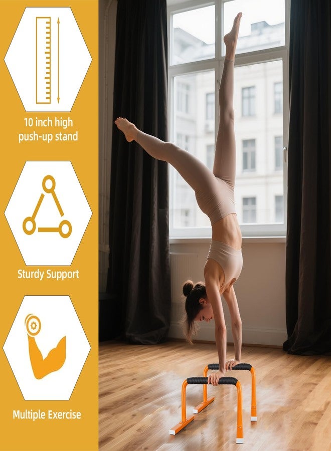 Purife 1 Pair Steel Home Parallettes Push Up Bars for Men & Women Orange, Strength Training Equipment Workouts Push-up Handles for Fitness, Gymnastics, Calisthenics, Calistenia - Image 4