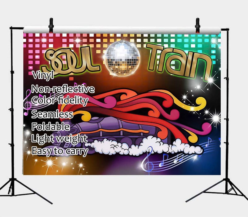 Qian 70's Theme Photography Backdrop 70's and 80's Disco Dancing Prom Party Decoration Supplies Neon Glow Photo Background Studio Props Banner 7x5ft - Image 3