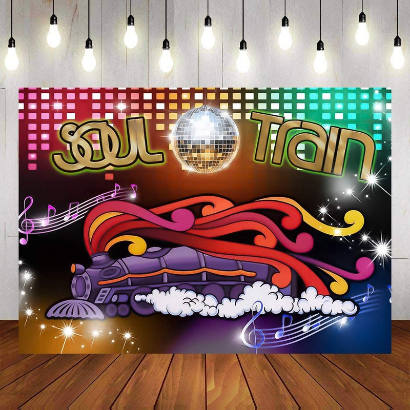 Qian 70's Theme Photography Backdrop 70's and 80's Disco Dancing Prom Party Decoration Supplies Neon Glow Photo Background Studio Props Banner 7x5ft - Image 1