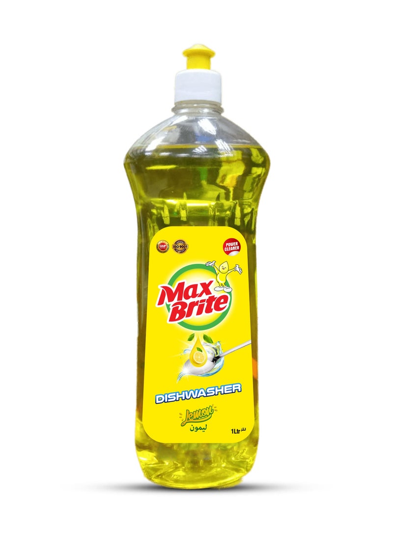 Max Brite Dishwashing Liquid Tough on Stains Gentle on Hands Lemon Fragrance 1L - Image 1
