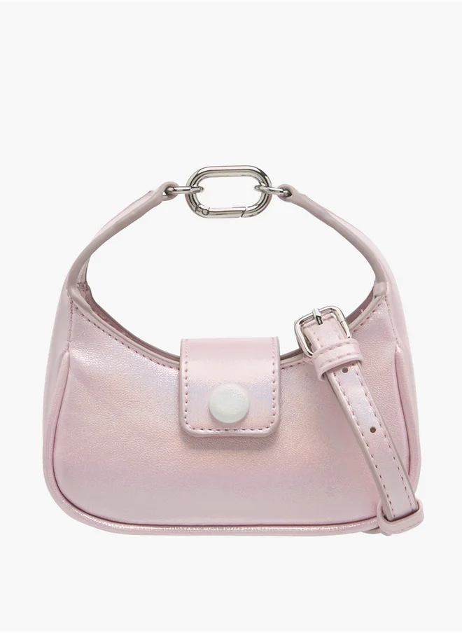 Flora Bella By Shoexpress Girls Solid Crossbody Bag with Detachable Strap and Flap Closure