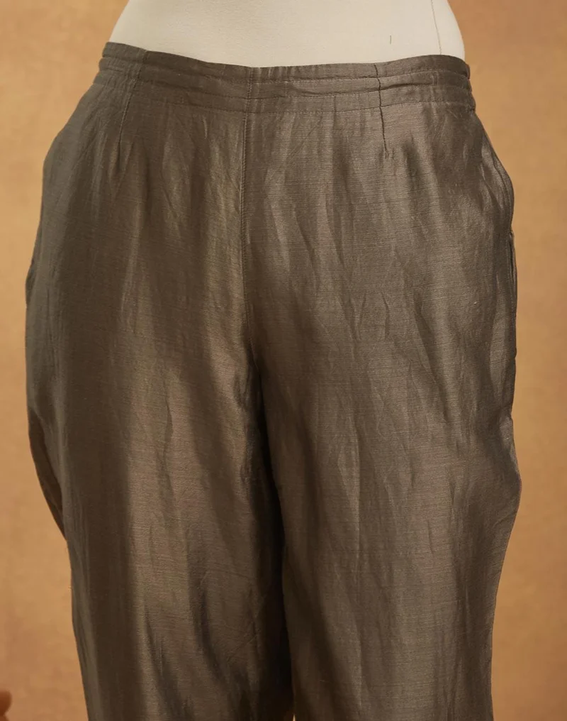 Fabindia Grey Cotton Silk Ethnic Pant