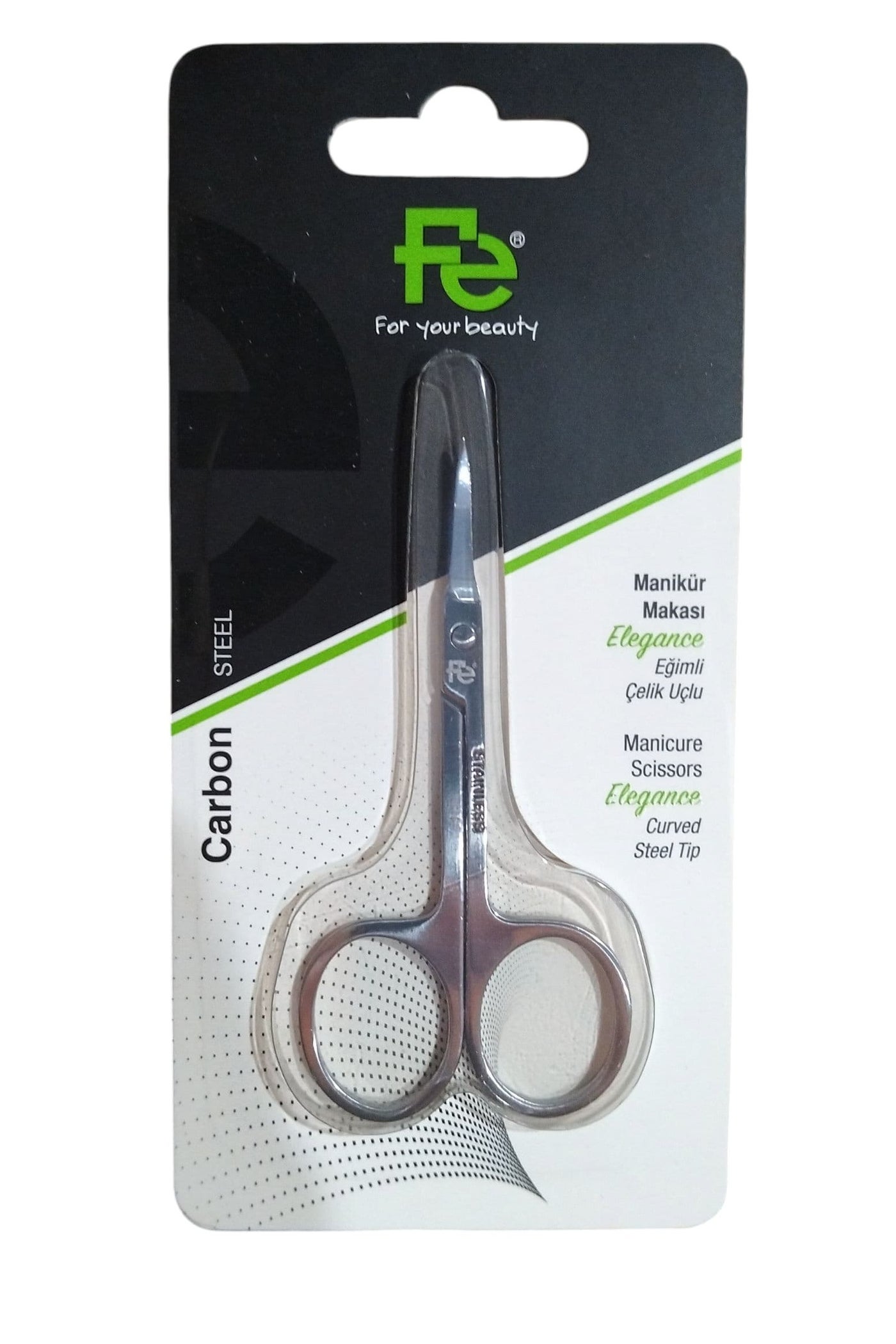 Fe Carbon Manicure and Scissors Curved Steel Tip