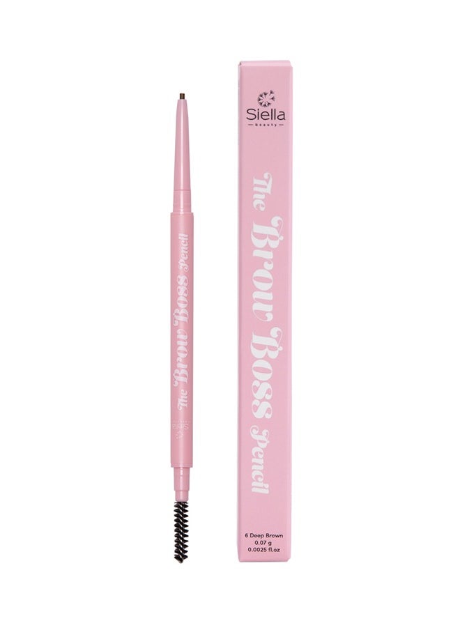 The Brow Boss Waterproof Eyebrow Pencil For Drawing Fine Lines To Give Natural Look Which Lasts For Upto 16 hours Pencil Deep Brown