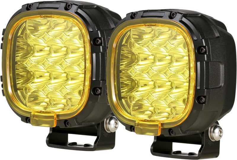 BIGLION.X 4 Inch Pair 160W Round LED Offroad Lights with Amber Covers and Wiring Harness - Image 4