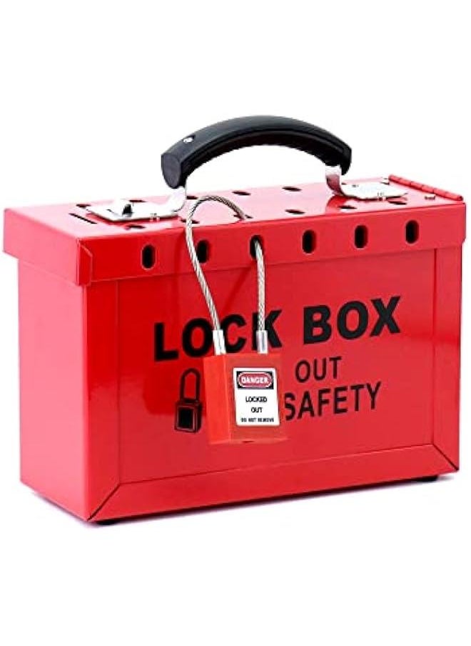 Arabest Lockout Tagout Group Lock Box - 4 Pack Steel Lockout Box with12 Padlock Capacity Enhance Workplace Safety, Red  - Image 2