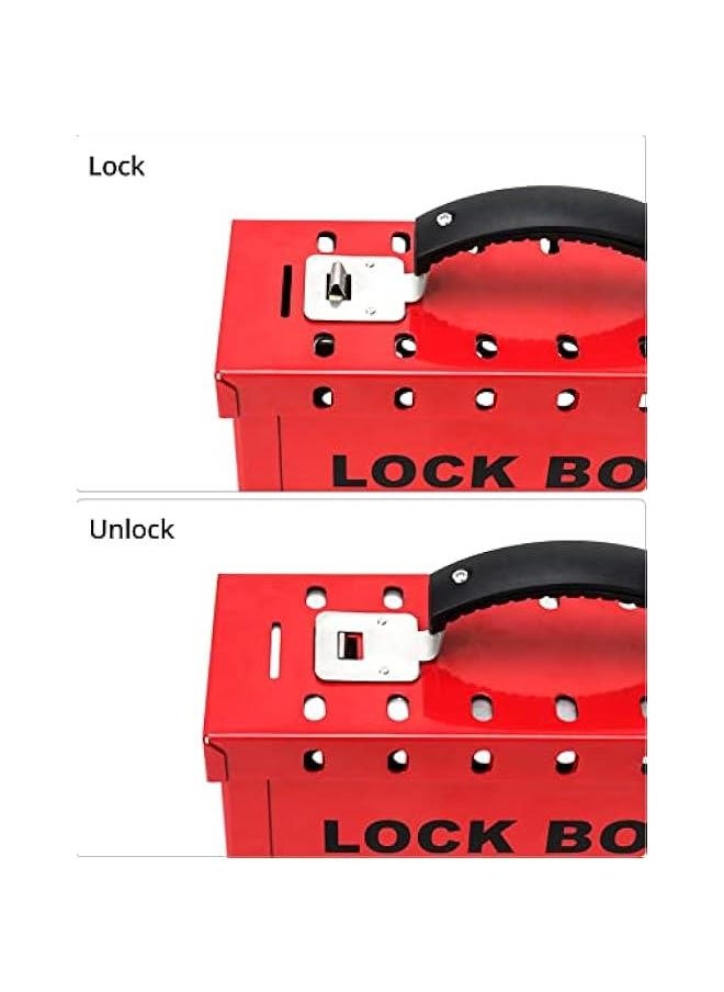 Arabest Lockout Tagout Group Lock Box - 4 Pack Steel Lockout Box with12 Padlock Capacity Enhance Workplace Safety, Red  - Image 5