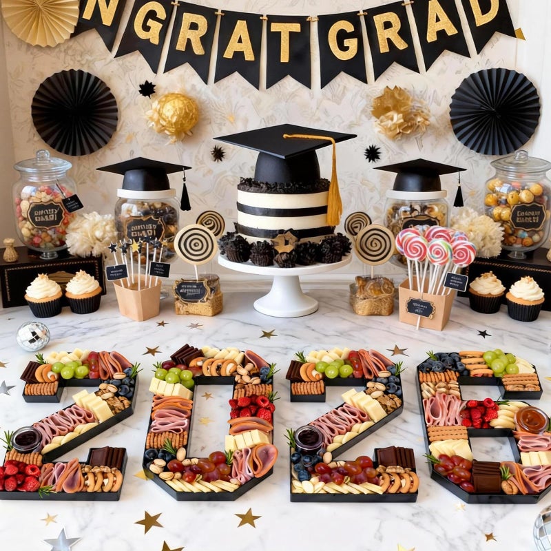 ORIENTAL CHERRY Graduation Party Decorations 2026-2026 Numbers Charcuterie Board Box - 10" Paper Tray for Graduation Centerpieces - Class of 2026 Table Decoration for Kindergarten Preschool College High School - Image 5