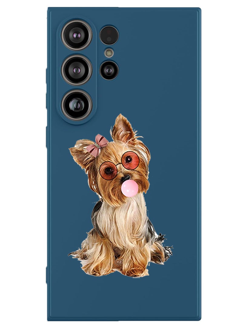 Theodor Protective Slim Fit Case Liquid Silicone Cover with Full Body Protection Anti-Scratch Shockproof Case For Samsung Galaxy S25 Ultra (Blue) - Dog with bubble - Image 1