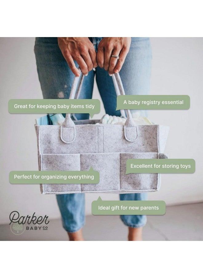 Parker Baby Co. Parker Baby Co. Diaper Caddy - Nursery Storage Bin and Car Organizer for Diapers and Baby Wipes - Gray, Large  - Image 5