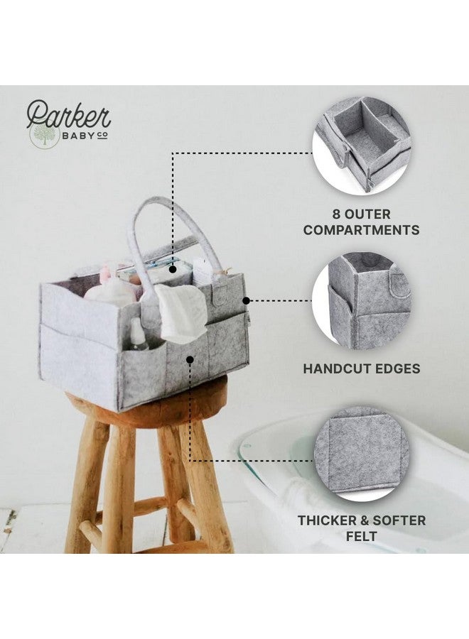Parker Baby Co. Parker Baby Co. Diaper Caddy - Nursery Storage Bin and Car Organizer for Diapers and Baby Wipes - Gray, Large  - Image 4