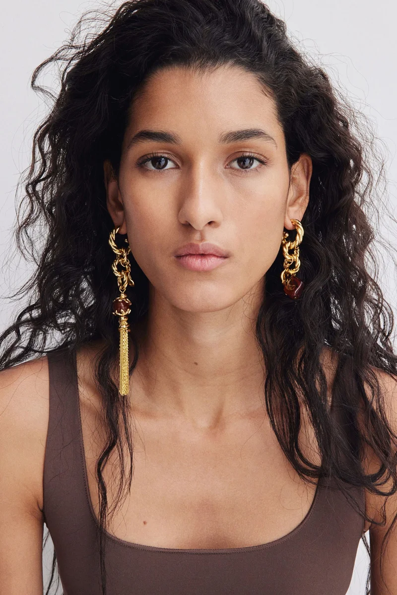 H&M Mismatch pendant hoop earrings