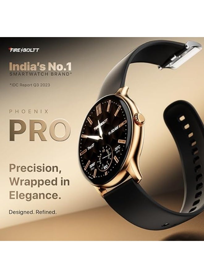 Fire-Boltt Phoenix Pro Round Smart Watch 1.39″ HD Display with Bluetooth Calling, AI Voice Assistant, SpO2 & Heart Rate Monitor, 120+ Sports Modes, IP67 Waterproof Smartwatch for Men & Women - Black - Image 2