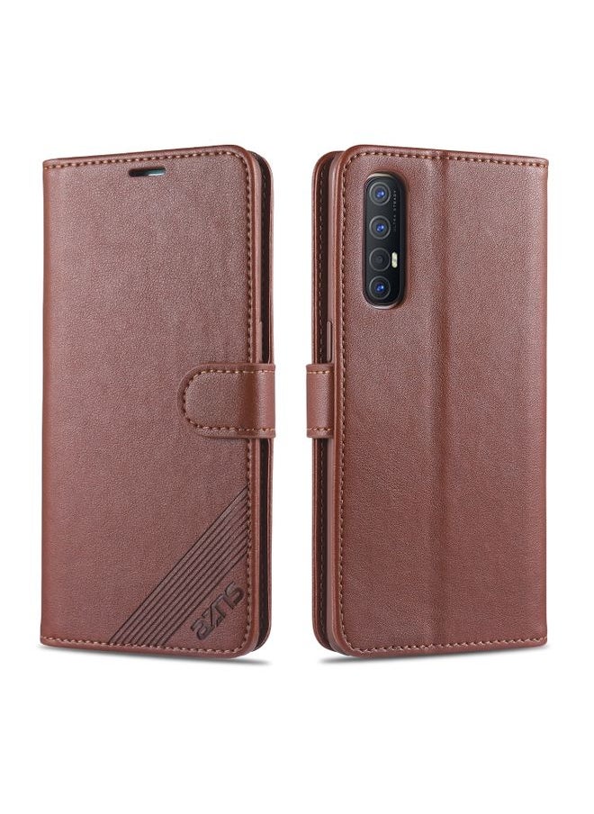 HuHa Case Cover For OPPO Reno3 Pro AZNS Sheepskin Texture Horizontal Flip Leather Case with Holder & Card Slots & Wallet Brown 