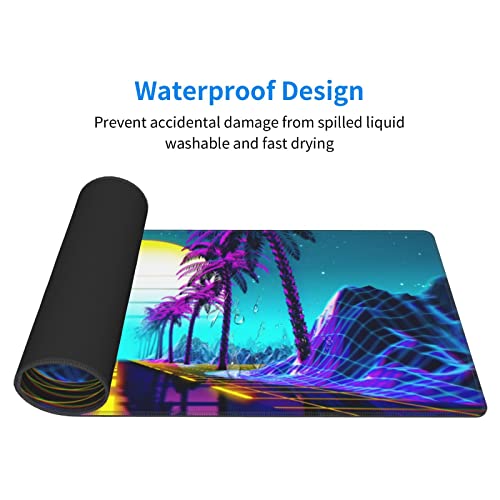 Echoserein Neon Retrowave Gaming Mouse Pad Large XL Desk Mat Long Extended Pads Big Mousepad for Home Office Decor Accessories 31.5 X 11.8 Inch - Image 4
