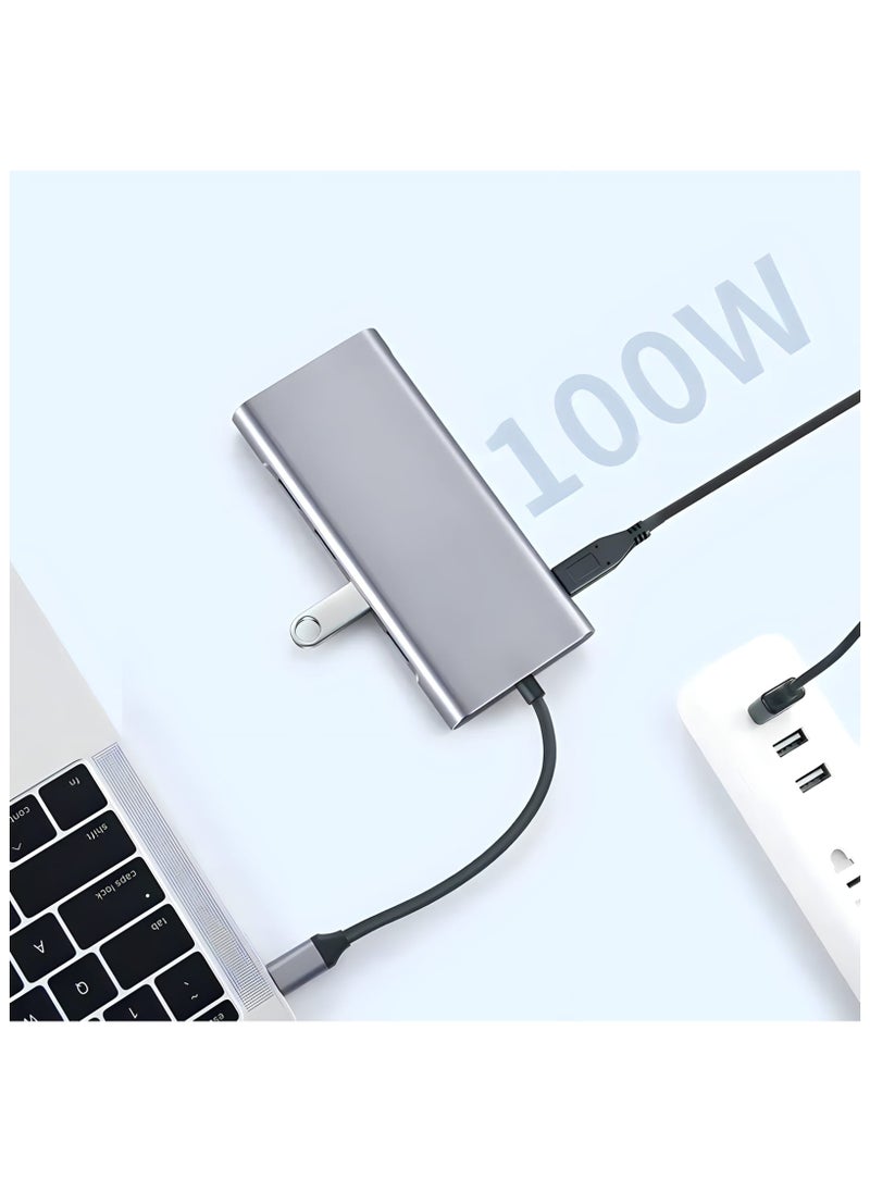 FIRST PRO - Type c 11 in 1 hub to USB 2.0 * 3+USB 3.0+RJ45+VGA+HDMI 4K+SD+TF+Audio+PD HDMI Network Rj45 Adapter and USB Converter - Image 1