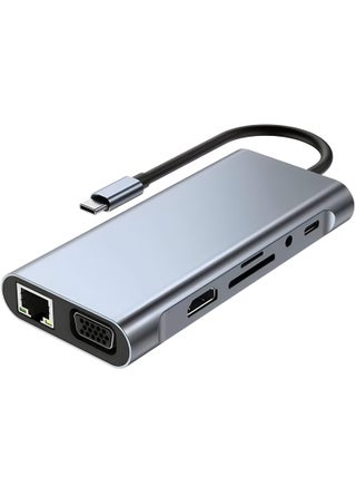 USB C HUB, USB C Adapter 11 in 1 Dongle with 4K HDMI, VGA, Type C PD, USB3.0, RJ45 Ethernet, SD/TF Card Reader, 3.5mm AUX, Docking Station Compatible with MacBook Pro/Air, Other Type C Laptops Devices - pzsku/Z08ECE08B2EBA42D7DA3BZ/45/_/1703356696/43f8e763-2259-433f-8b9c-06250b8f2da8