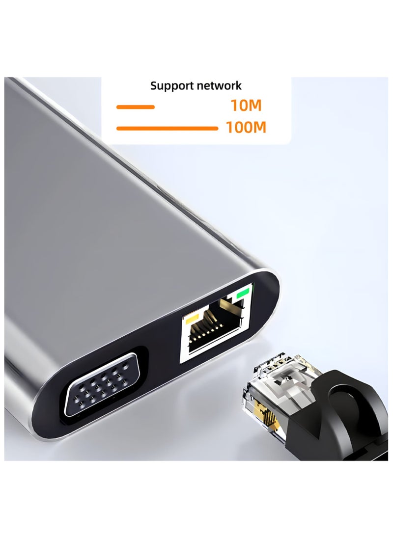 FIRST PRO Type c 11 in 1 hub to USB 2.0 * 3+USB 3.0+RJ45+VGA+HDMI 4K+SD+TF+Audio+PD HDMI Network Rj45 Adapter and USB Converter  - Image 4