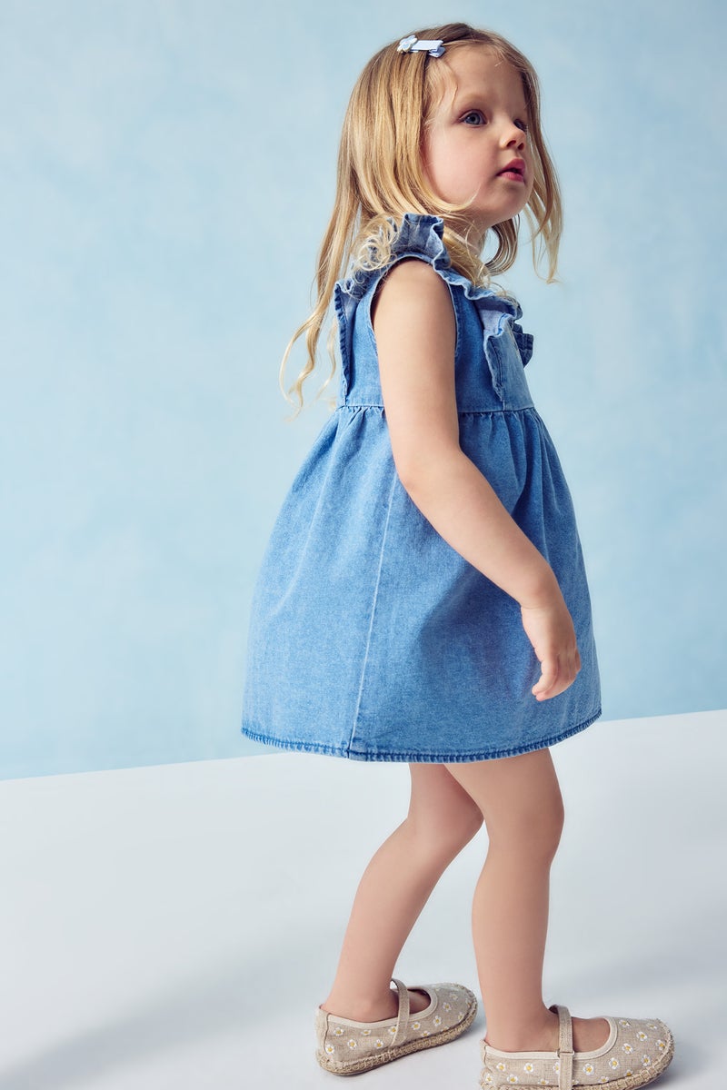 DeFacto Blue BabyGirl Relax Fit Printed Sleeveless Dress Casual - Image 3