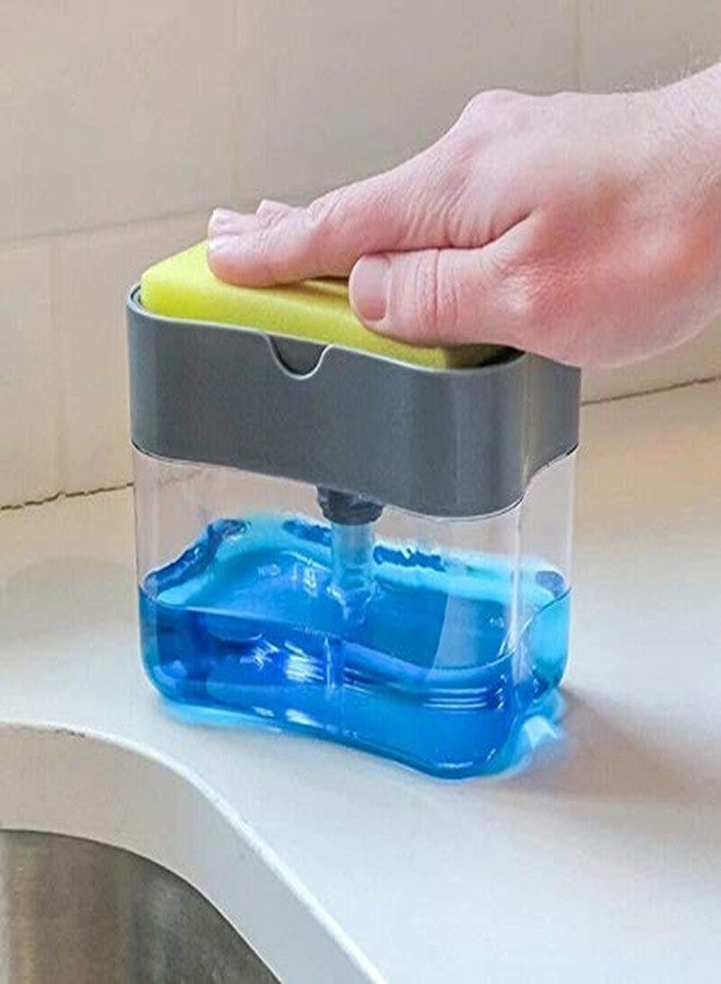 Orcoa 2-in-1 Soap Pump Dispenser with Sponge Holder, Liquid Soap Dispenser Set with Cleaning Sponge, Dish Soap Dispenser for Kitchen and Bathroom - Image 2