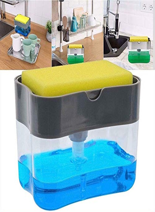 Orcoa 2-in-1 Soap Pump Dispenser with Sponge Holder, Liquid Soap Dispenser Set with Cleaning Sponge, Dish Soap Dispenser for Kitchen and Bathroom - Image 3