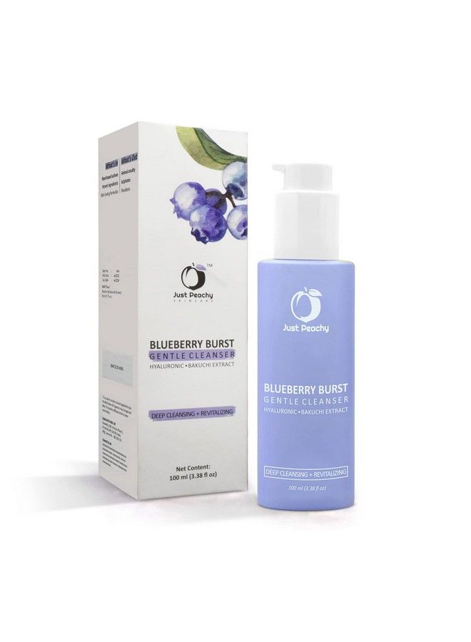 Just Peachy Blueberry Burst Gentle Cleanser With Hyaluronic Acid Blueberry Vit E And Bakuchi Extract I Hydrating ; Sulphate Free ; Non Drying ; Face Wash For Dry Normal & Ageing Skin 100 Ml - Image 2