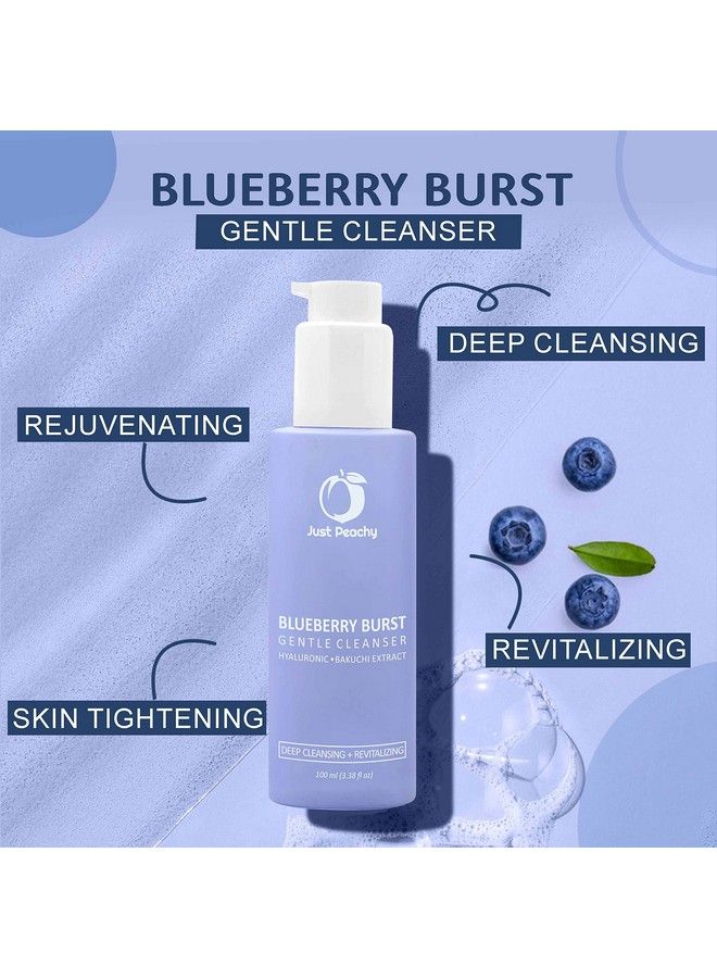 Just Peachy Blueberry Burst Gentle Cleanser With Hyaluronic Acid Blueberry Vit E And Bakuchi Extract I Hydrating ; Sulphate Free ; Non Drying ; Face Wash For Dry Normal & Ageing Skin 100 Ml - Image 3
